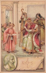 Charles 1st Charlemagne Signed Bendorps Cocoa Postcard Old Antique Trade Card