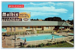 c1960s Malbis Hotel Court Lounge Restaurant Mobile Alabama AL Unposted Postcard