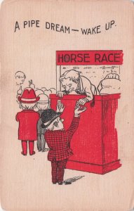 Horse Racing Betting Tote Race Stall Antique Comic Postcard