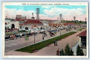 c1940 Toronto Ontario Canada Postcard View Sunnyside Looking East Classic Cars