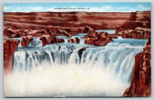 Twin Falls Idaho~Shoshone Falls Snake River Canyon~Vintage Linen Postcard