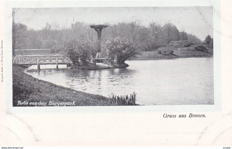 BREMEN, Germany, 1900-1910s; Partie Aus Dem Burgerpark, Gruss Aus Bremen