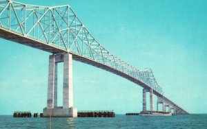 Vintage Postcard Sunshine Skyway Bridge Florida FL Across Tampa Bay Palmetto 