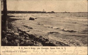 Rouses Point New York NY RR Dock & Bridge Lake Champlain c1910 Postcard