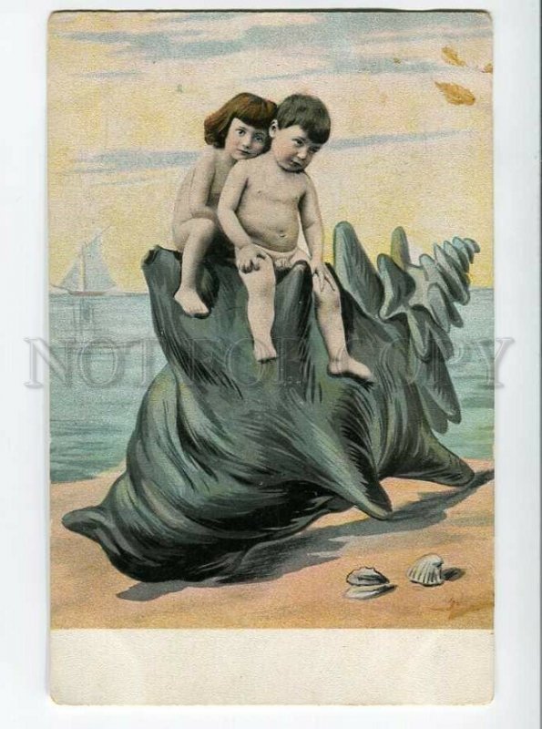 3135558 Nude MULTIPLE BABIES on Huge SHELL vintage COLLAGE