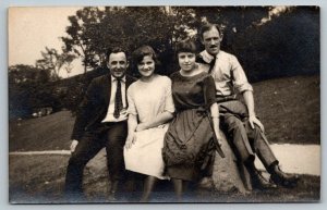 RPPC  Young Couples  Riverside Drive New York  Real Photo  Postcard  1922