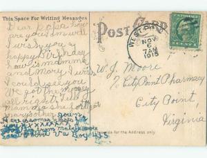 Pre-Linen SHAKING HANDS PLUS ROSE FLOWERS FOR BIRTHDAY k4681