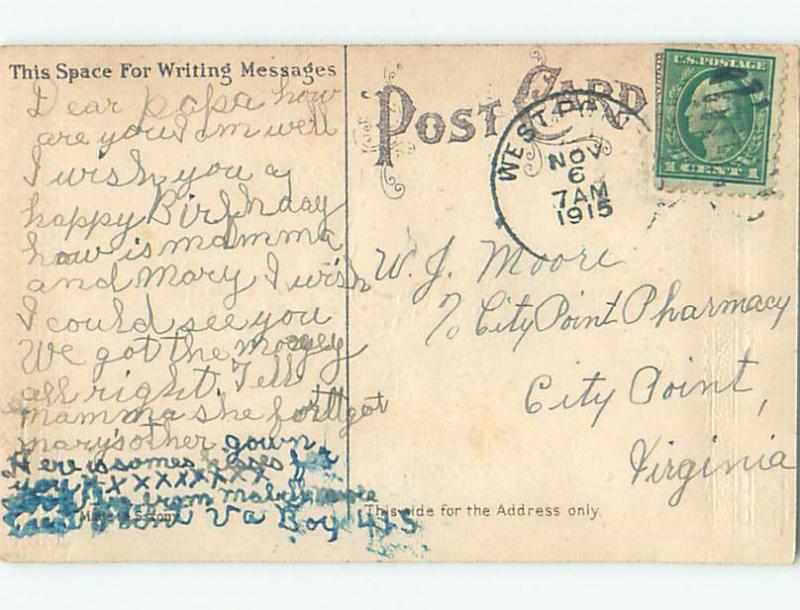 Pre-Linen SHAKING HANDS PLUS ROSE FLOWERS FOR BIRTHDAY k4681