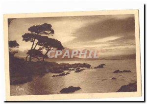 Ile Saint Honorat Old Postcard A sunset seen Lerins