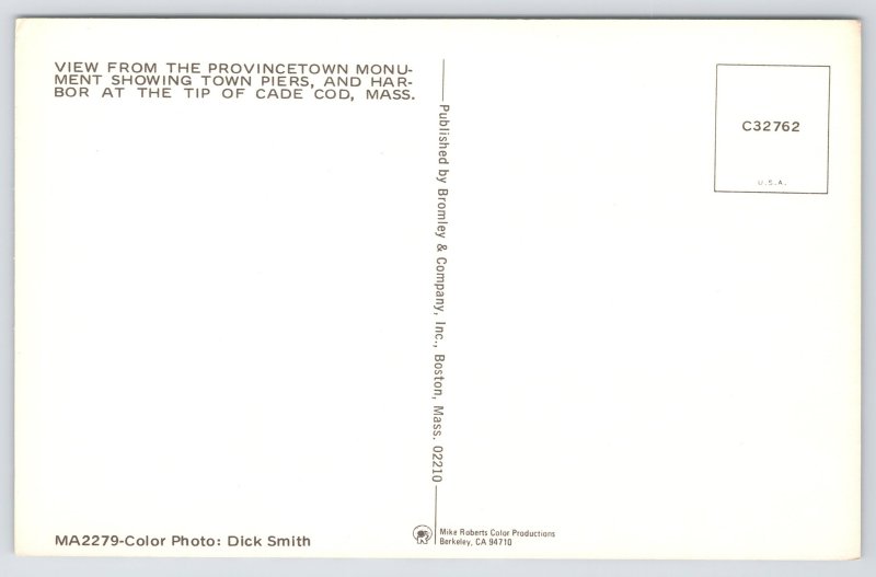 Provincetown Cape Cod Massachusetts~Town Piers & Harbor~1960s Postcard