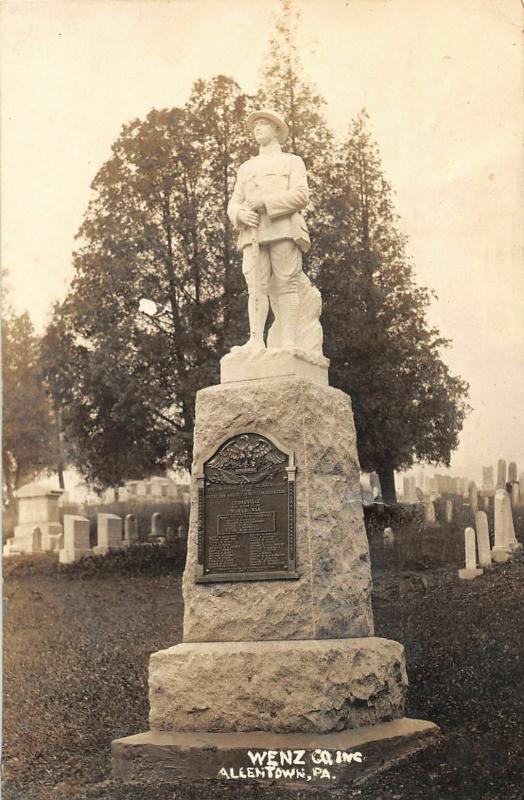 F19/ Allentown Pennsylvania RPPC Postcard c1920 Wenz Honor Roll Monument