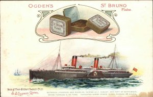 SS Empress Queen Steamship Isle of Man Steam Packet OGDEN'S ST. BRUNO FLAKE ADV