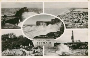 Multiview RPPC Postcard; Portland UK Light House & Various Sights unposted