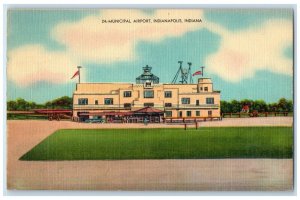 1948 View Of Municipal Airport Car Scene Indianapolis Indiana IN Posted Postcard