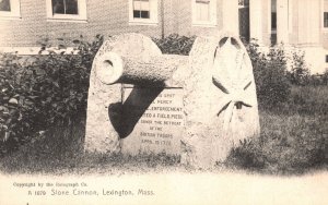 Vintage Postcard Stone Cannon British Troops Enforcement Lexington Massachusetts