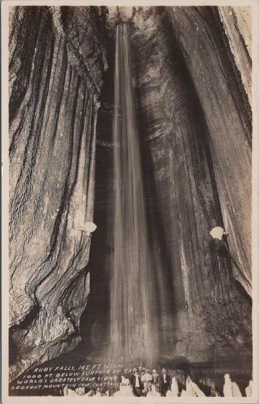 RPPC Postcard Ruby Falls Lookout Mountain Cave Chattanooga TN