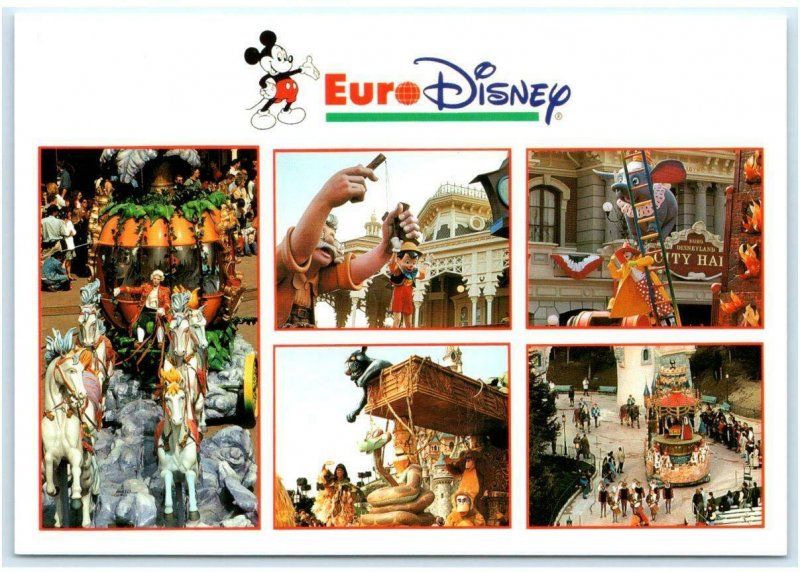 EURO DISNEY, Paris ~ Amusement Park PARADE SCENES  ca 1990s - 4x6 Postcard