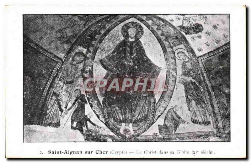 Postcard Old Saint Aignan Crypt Christ in glory (11th)