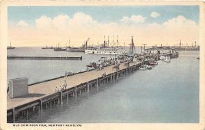 Old Dominion Pier Ships Newport News Virginia 1920c postcard