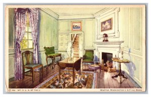 Postcard VA Martha Washington's Sitting Room Mount Vernon Virginia