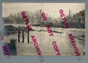 Albert Lea MINNESOTA RPPC 1912 FLOOD Flooding BRIDGE WASHOUT Crowd nr Austin