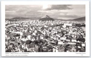 Vintage Athens Greece Postcard Partial View and Lycabettos Hill