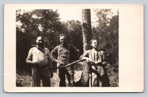 RPPC Lady w/Open Book & Two Men Suspenders AZO 1904-1918 ANTIQUE Postcard 1389