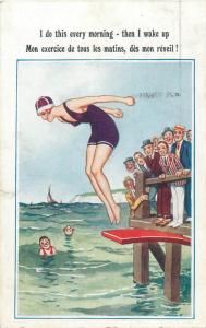 Humour comic sea jumper beauty swimsuit I do this every morning - then I wake up