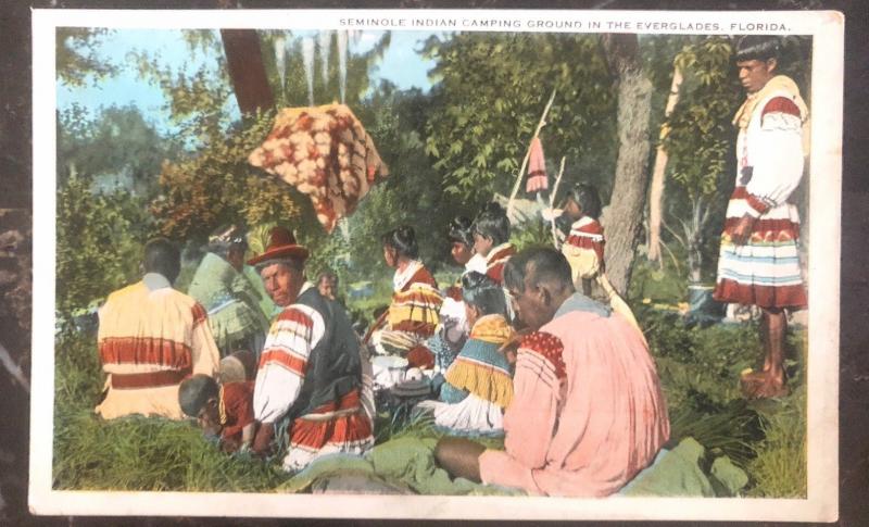 Mint USA PPC Picture Postcard Native American Seminole Indian Camping Evergla