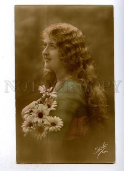 177620 Woman Nymph LONG HAIR chamomile Vintage IDOLE Photo PC