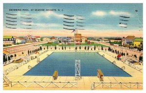 Postcard SWIMMING POOL SCENE Seaside Heights New Jersey NJ AS5938