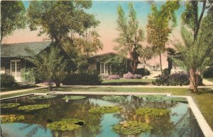 Hand-Colored Postcard; Lily Pond, San Marcos Hotel, Chandler AZ, Albertype