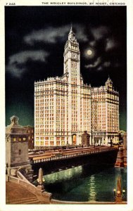 Illinois Chicago The Wrigley Building By Night 1940
