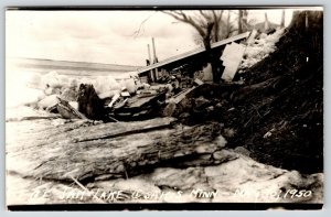 Lake Osakis Minnesota~Ice Jam May 10 1950~Debris~Cement Blocks~RPPC