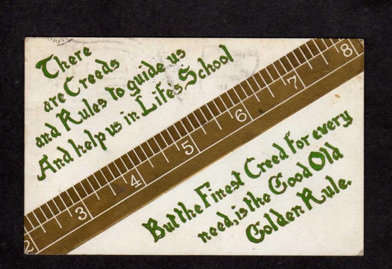 Creeds Good Old Golden Rule Ruler Vintage Postcard 1910 Rules for Life PC