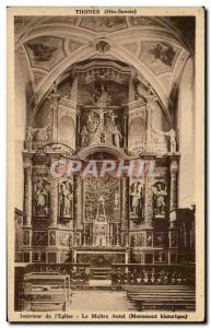 Old Postcard Thones Interior of & # 39Eglise the Altar