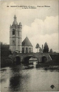 CPA NOGENT-le-ROTROU-Pont sur l'Huisne et Église St-Hilaire (28598)