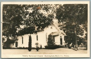 BUCKINGHAM BUCKS COUNTY PA TRINITY CHURCH ANTIQUE REAL PHOTO POSTCARD RPPC