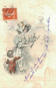 Mother Child and Flowers Litho - 04.77