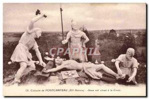 Old Postcard Calvary of Pontchateau Jesus is nailed to the Cross