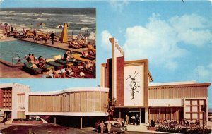 Miami Beach Florida 1950s Postcard Driftwood Motel Pool Beach