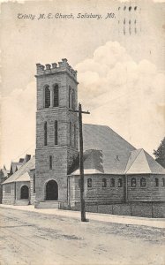 F79/ Salisbury Maryland Postcard 1908 Trinity M.E. Church Building