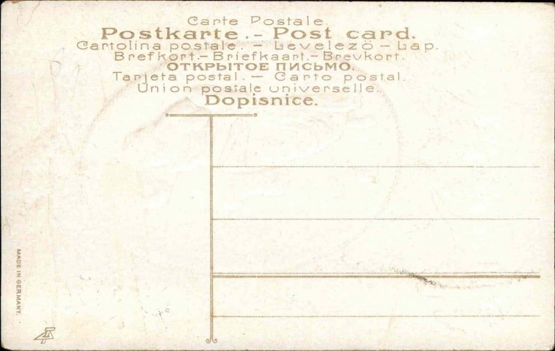 Easter Children Sheep Gilt Embossed Vintage Postcard