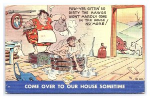 Come Over To Our House Sometime c1947 Comic Postcard