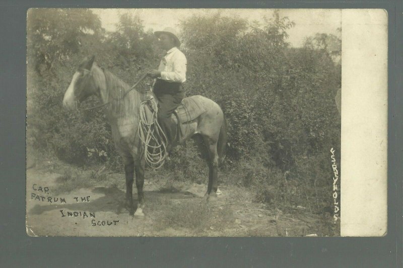 RP c1910 INDIAN SCOUT Horse CAPTAIN PATRUM Indians U.S. ARMY Cavalry? WILD WEST