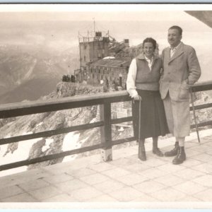 1932 Zugspitze Mountain Peak Grainau Germany RPPC Münchner Haus Real Photo A135