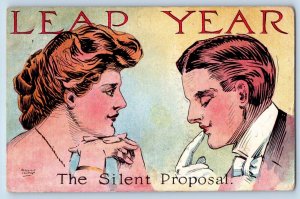 Rock Rapids Iowa IA Postcard Leap Year Couple Romance The Silent Proposal 1908