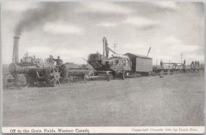 Off to Grain Fields Western Canada Farm Tractor Pasqua Sask Cancel Postcard D96