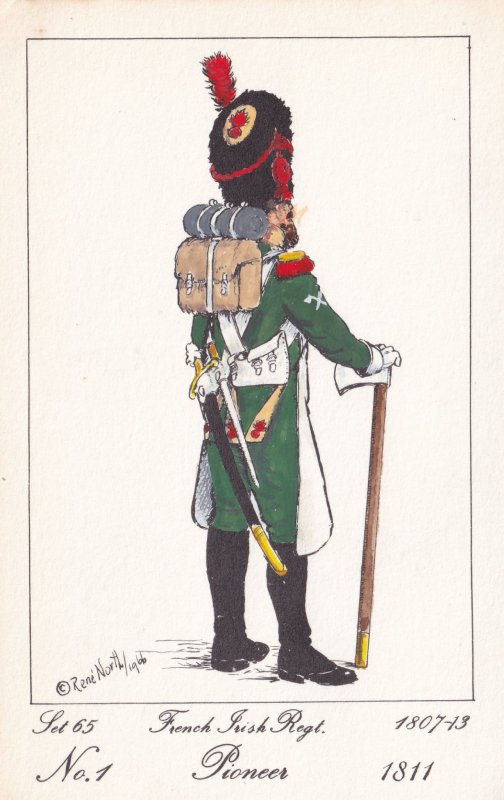 French Irish 1811 Pioneer Military Soldier Napoleonic War Uniform PB Postcard