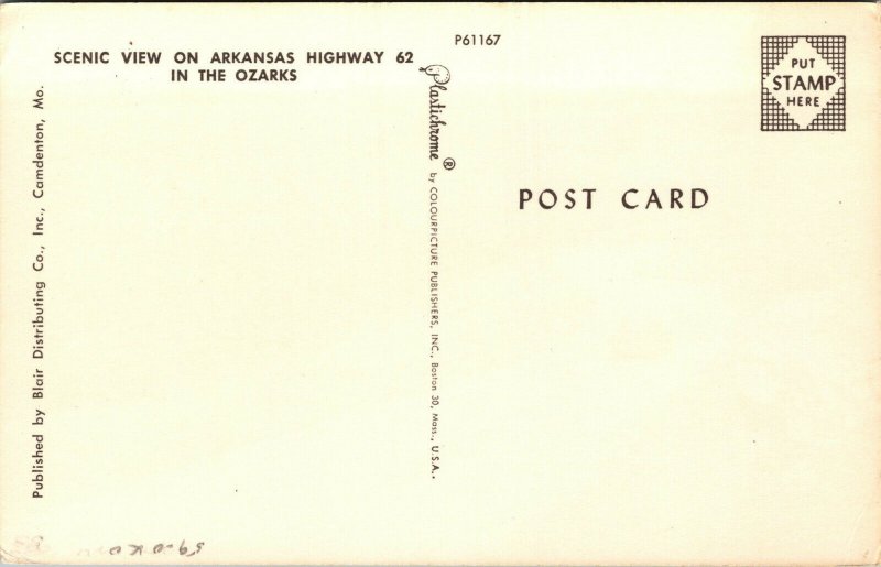 Vtg 1960s Scenic View On Arkansas Highway 62 in the Ozarks AR Postcard